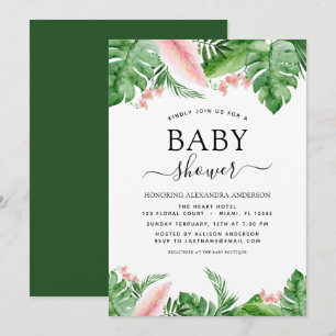 Baby shower Tropische palmbloemige Waterverf Kaart