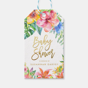 Baby Shower   Tropische Waterverf Hartelijk dank Cadeaulabel
