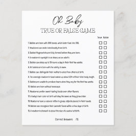Baby Shower True or False Game