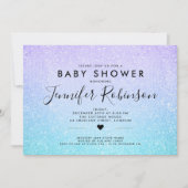 baby shower Turquoise Paarse Glitter Paint Kaart (Voorkant)