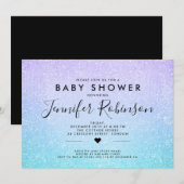 baby shower Turquoise Paarse Glitter Paint Kaart (Voorkant / Achterkant)