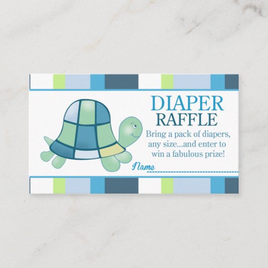 Baby shower turtle Bay Diaper Raffle Informatiekaartje (Voorkant)
