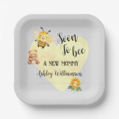 Baby shower tussen mama en bijen papieren bordje (Voorkant)