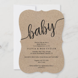 Baby shower TUSSENTIJDS Script Kraft Kaart