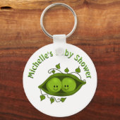Baby shower twee erwten in een peul op maat sleutelhanger (Voorkant)