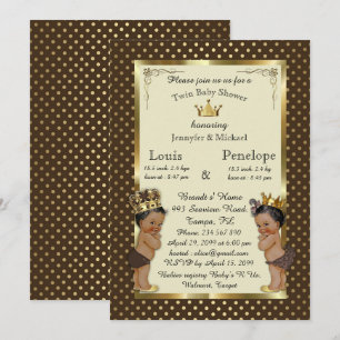 Baby shower tweeling baby's, marron, zeer trendy kaart