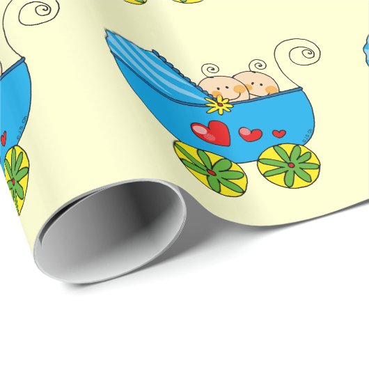 baby shower (tweeling) cadeaupapier (Rol Hoek)