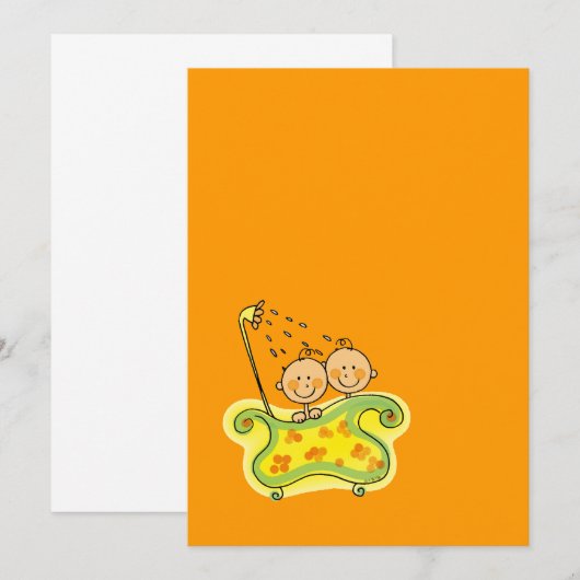 Baby shower (tweeling) kaart (Voorkant / Achterkant)