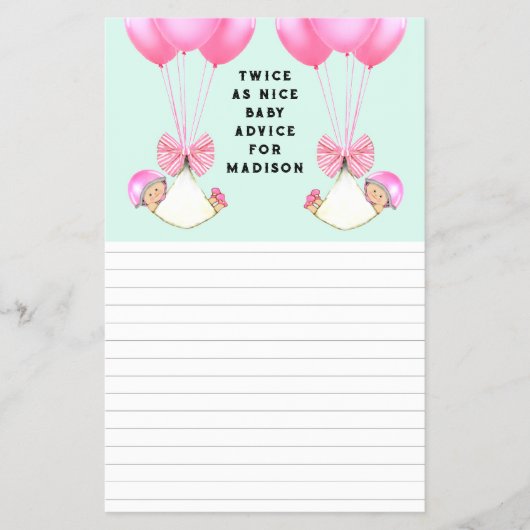 Baby Shower Tweelingen Advieskaarten Flyer (Voorkant)