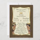 Baby shower Twin Baby's, Marron, zeer trendy Kaart (Voorkant)