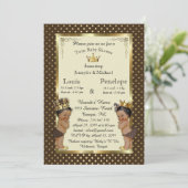 Baby shower Twin Baby's, Marron, zeer trendy Kaart (Staand voorkant)