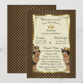 Baby shower Twin Baby's, Marron, zeer trendy Kaart (Voorkant / Achterkant)