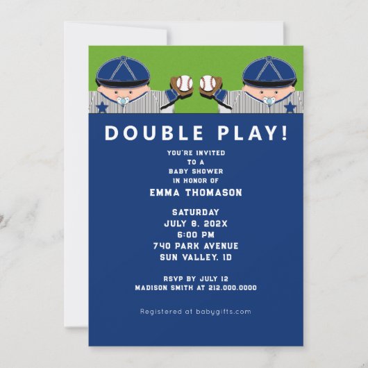 Baby shower Twin Boys Baseball Kaart (Voorkant)