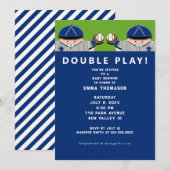 Baby shower Twin Boys Baseball Kaart (Voorkant / Achterkant)