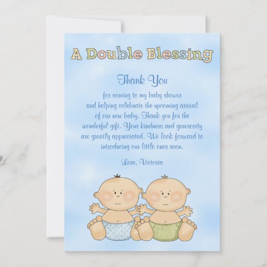 baby shower Twin Boys Bedankkaart (Voorkant)