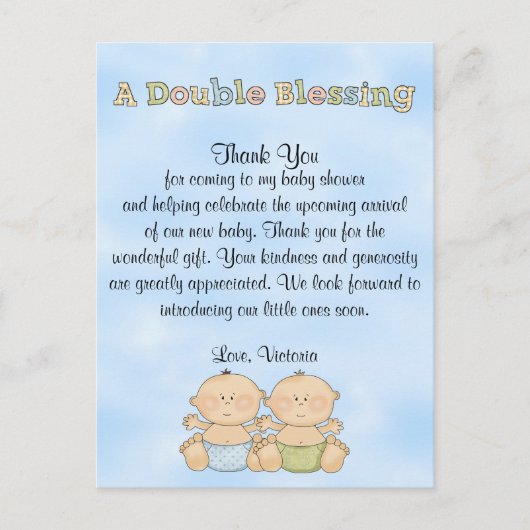 Baby shower Twin Boys Briefkaart (Voorkant)