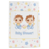 Baby shower Twin Boys Medium Cadeauzakje (Voorkant)