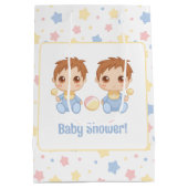 Baby shower Twin Boys Medium Cadeauzakje (Achterkant)