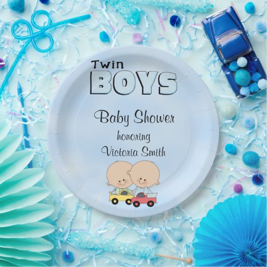 baby shower Twin Boys Papieren Bordje (Feest)
