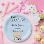 baby shower Twin Boys Papieren Bordje (Feest)