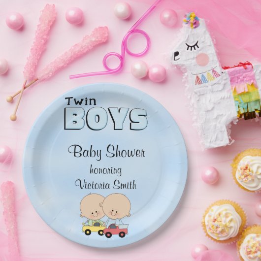baby shower Twin Boys Papieren Bordje (Feest)