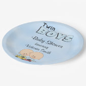 baby shower Twin Boys Papieren Bordje (Gekanteld)