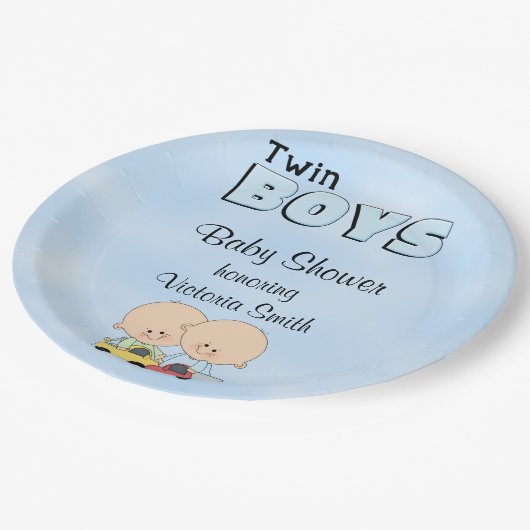 baby shower Twin Boys Papieren Bordje (Gekanteld)
