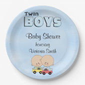 baby shower Twin Boys Papieren Bordje (Voorkant)