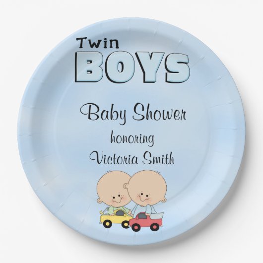 baby shower Twin Boys Papieren Bordje (Voorkant)
