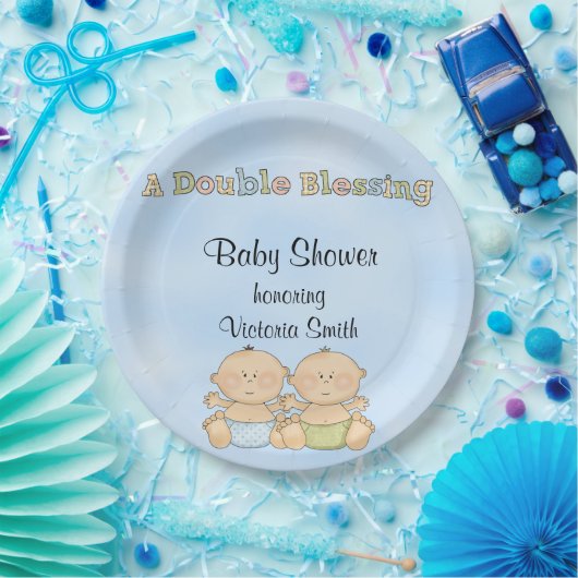 baby shower Twin Boys Papieren Bordje (Feest)