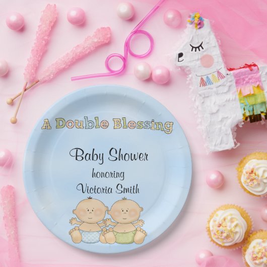 baby shower Twin Boys Papieren Bordje (Feest)