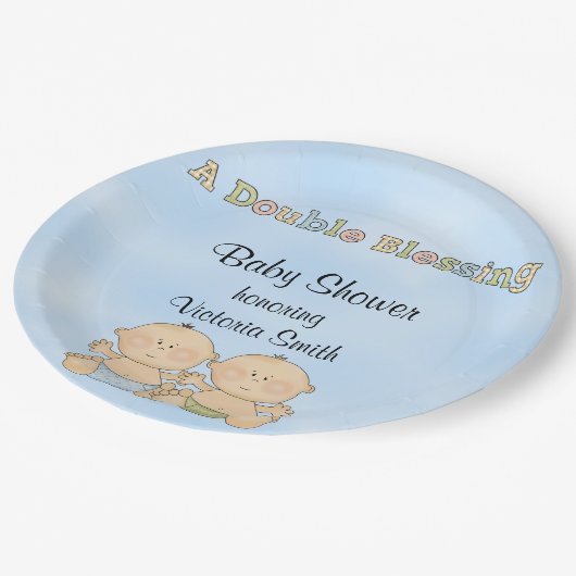 baby shower Twin Boys Papieren Bordje (Gekanteld)