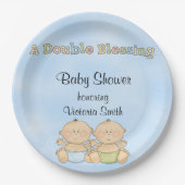 baby shower Twin Boys Papieren Bordje (Voorkant)