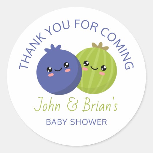 Baby shower Twin Boys Ronde Sticker (Voorkant)