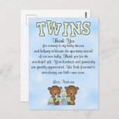 Baby shower Twin Boys Teddy Bear Briefkaart (Voorkant / Achterkant)