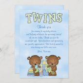 baby shower Twin Boys Teddy Bear Kaart (Voorkant / Achterkant)