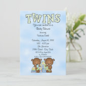 Baby shower Twin Boys Teddy Bear Kaart (Staand voorkant)