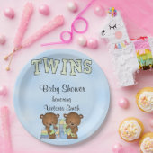 baby shower Twin Boys Teddy Bear Papieren Bordje (Feest)