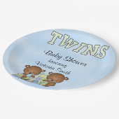 baby shower Twin Boys Teddy Bear Papieren Bordje (Gekanteld)