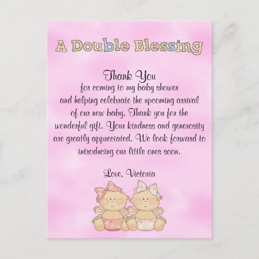 Baby shower Twin Girls Briefkaart (Voorkant)