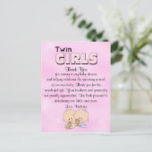 Baby shower Twin Girls Briefkaart (Staand voorkant)