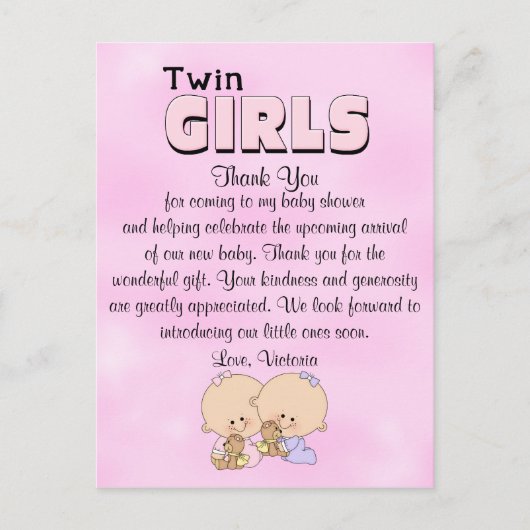 Baby shower Twin Girls Briefkaart (Voorkant)