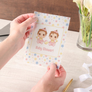Baby shower Twin Girls Insert Vellum Uitnodigingen