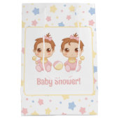 Baby shower Twin Girls Medium Cadeauzakje (Achterkant)