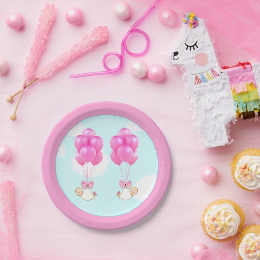 Baby shower Twin Girls Papieren Bordje (Feest)