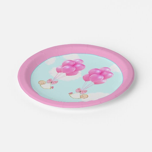 Baby shower Twin Girls Papieren Bordje (Gekanteld)