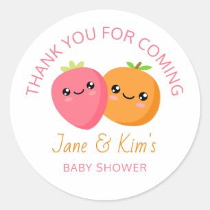 Baby shower Twin Girls Ronde Sticker