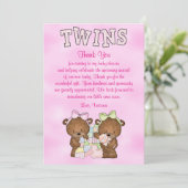 baby shower Twin Girls Teddy Bear Kaart (Staand voorkant)