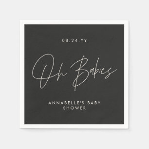 Baby shower Twin Modern Zwart-wit Elegant Servet