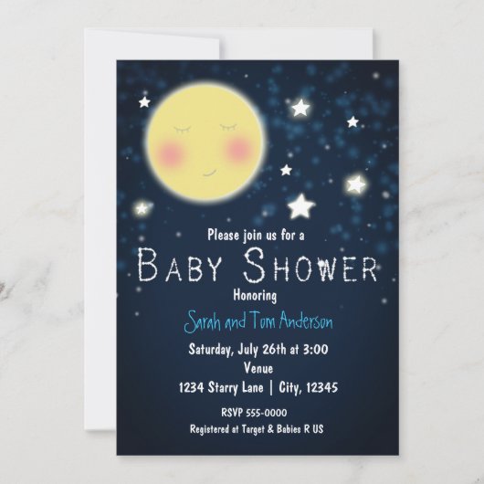 BABY SHOWER Twinkle Little Star Sparkle Invitation Kaart (Voorkant)